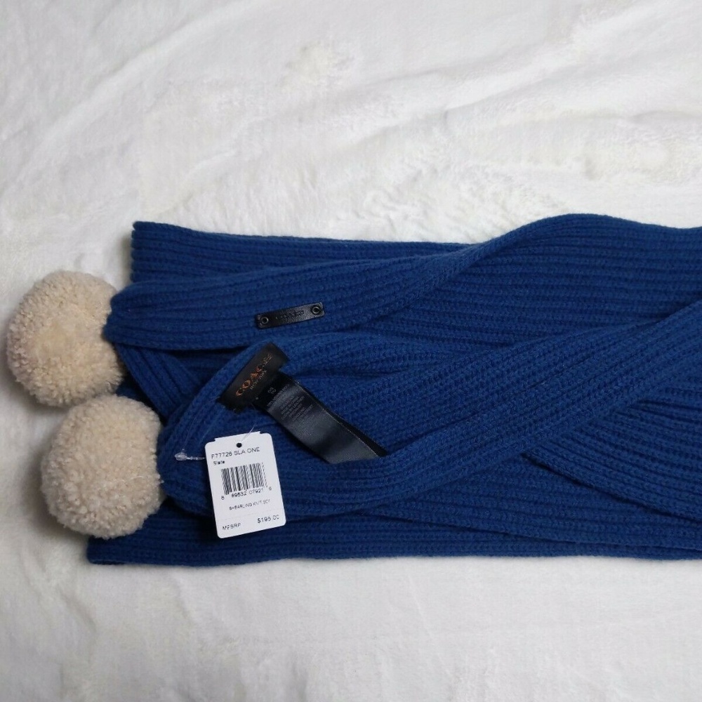 Coach Merino Wool Scarf, Shearling Poms, U… - Picture 5 of 5